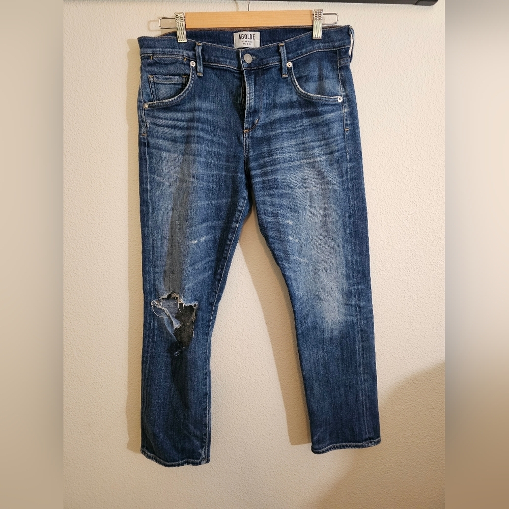 Agolde Blue Straight Leg Jeans